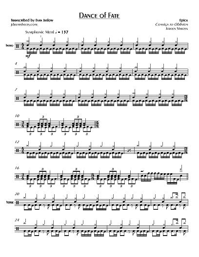 Dance of Fate - Epica - Drum Sheet Music - Jaslow Drum Sheets ...