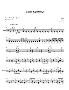Chain Lightning - Rush - Full Drum Transcription / Drum Sheet Music - Jaslow Drum Sheets