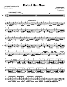 Under a Glass Moon - Dream Theater - Full Drum Transcription / Drum Sheet Music - Jaslow Drum Sheets