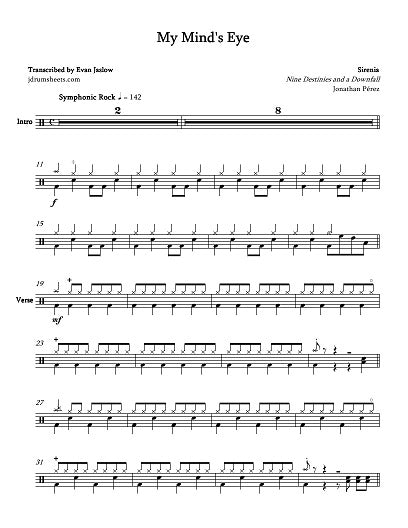 My Mind's Eye - Sirenia - Full Drum Transcription / Drum Sheet Music - Jaslow Drum Sheets