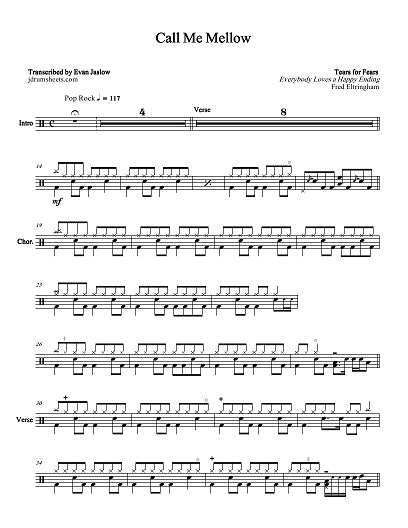 Call Me Mellow - Tears for Fears - Full Drum Transcription / Drum Sheet Music - Jaslow Drum Sheets