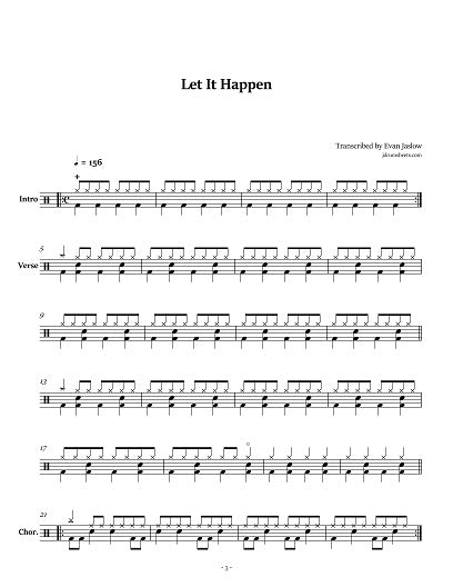 Let It Happen - Jimmy Eat World - Full Drum Transcription / Drum Sheet Music - Jaslow Drum Sheets