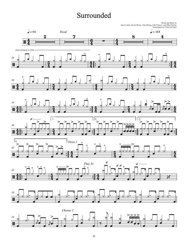 Surrounded - Dream Theater - Drum Sheet Music - Chris DeChiara ...