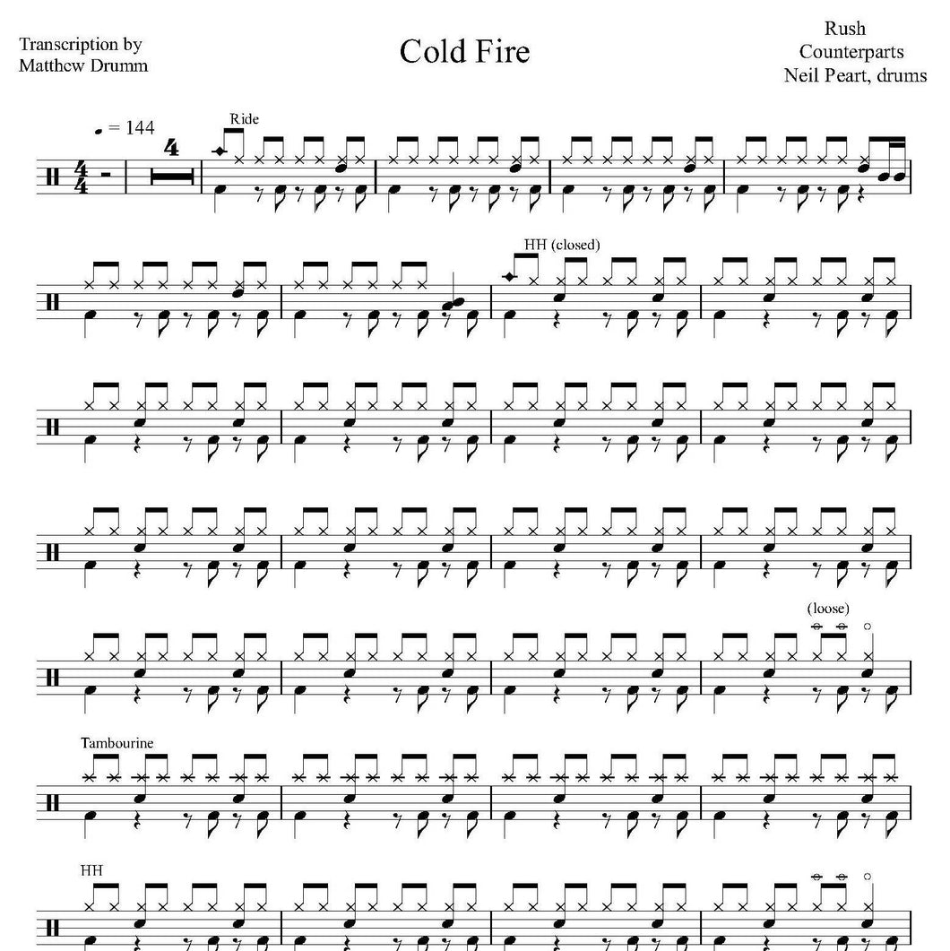 Cold Fire - Rush - Collection of Drum Transcriptions / Drum Sheet Music - Drumm Transcriptions