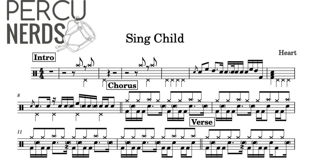 Sing Child - Heart - Full Drum Transcription / Drum Sheet Music - Percunerds Transcriptions