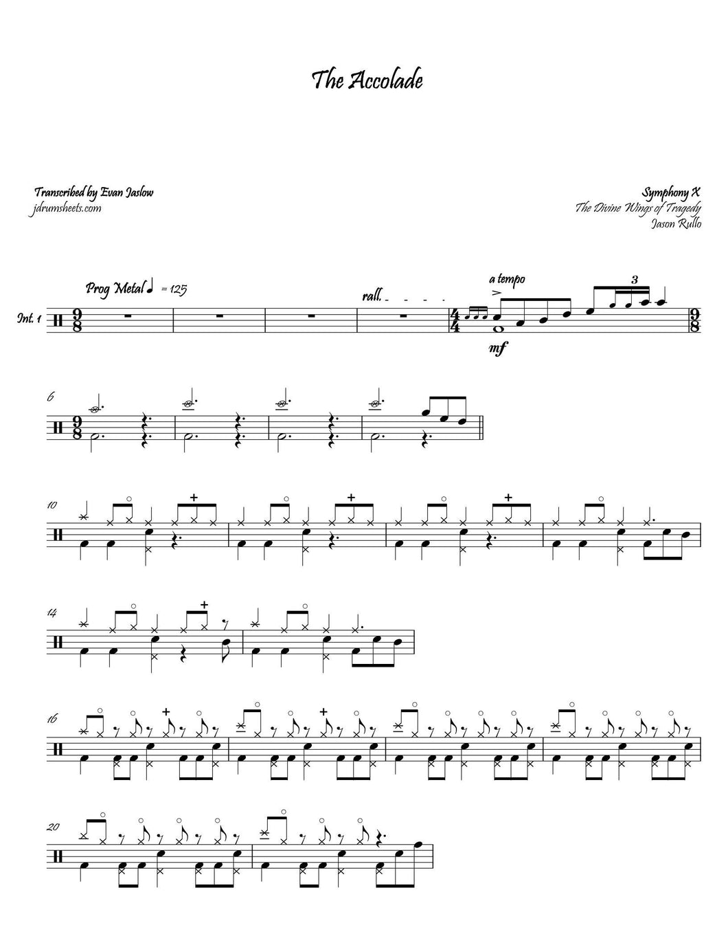 The Accolade - Symphony X - Full Drum Transcription / Drum Sheet Music - Jaslow Drum Sheets