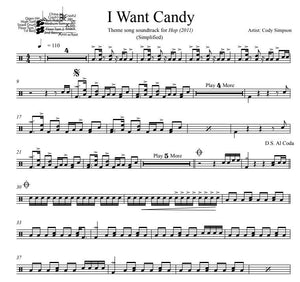 I Want Candy - Cody Simpson - Simplified Drum Transcription / Drum Sheet Music - DrumSetSheetMusic.com