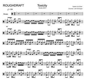 Toxicity - System of a Down - Rough Draft Drum Transcription / Drum Sheet Music - DrumSetSheetMusic.com