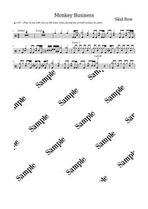 Monkey Business - Skid Row - Full Drum Transcription / Drum Sheet Music - KiwiDrums