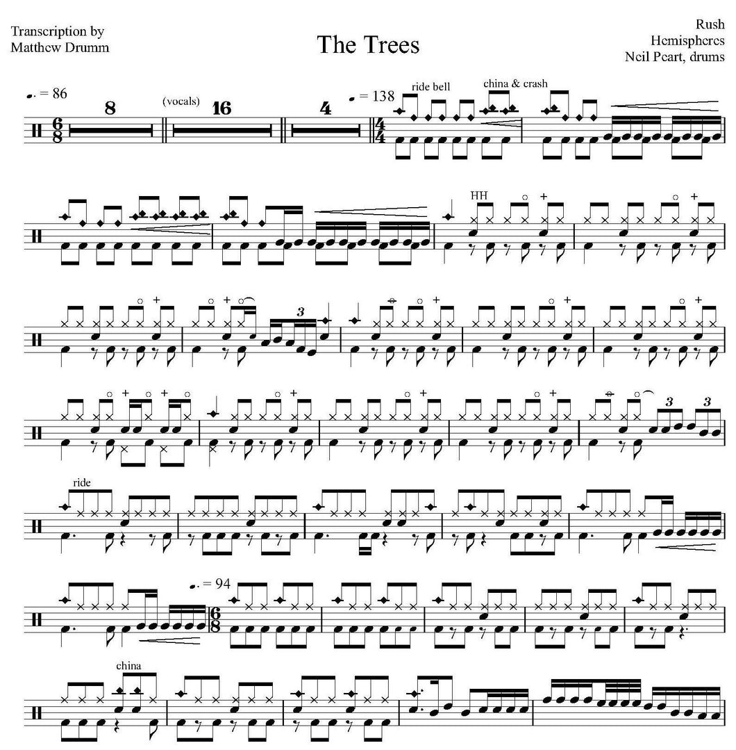 The Trees - Rush - Full Drum Transcription / Drum Sheet Music - Drumm Transcriptions