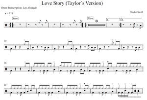 Love Story (Taylor's Version) - Taylor Swift - Full Drum Transcription / Drum Sheet Music - Leo Alvarado