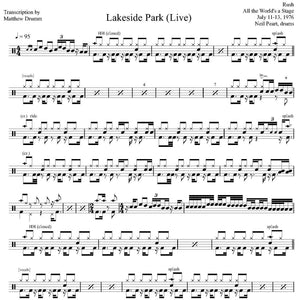Lakeside Park (Live in Toronto 1976 on 2112 Tour from All the World's a Stage) - Rush - Full Drum Transcription / Drum Sheet Music - Drumm Transcriptions