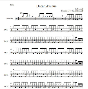 Ocean Avenue - Yellowcard - Full Drum Transcription / Drum Sheet Music - Aaron Reinhard