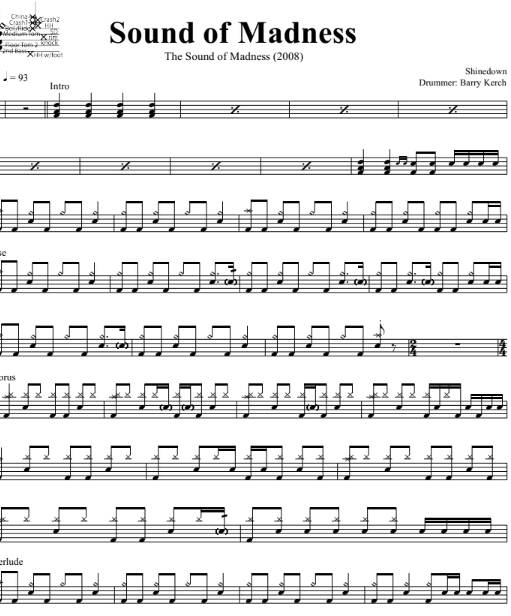 SHINE DOWN 吹奏楽譜 マーチング Sound of Madness - Shinedown - Drum