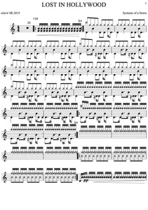 Lost in Hollywood - System of a Down - Full Drum Transcription / Drum Sheet Music - Rossoni