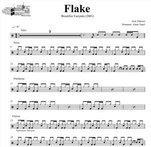 Flake - Jack Johnson - Full Drum Transcription / Drum Sheet Music - DrumSetSheetMusic.com