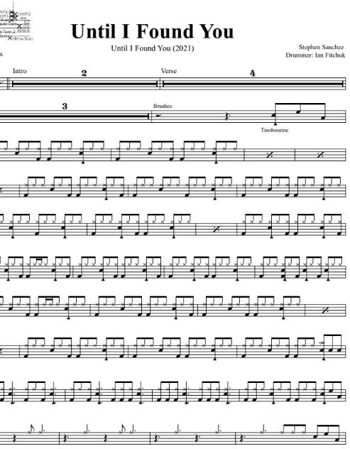 Until I Found You - Stephen Sanchez - Full Drum Transcription / Drum Sheet Music - DrumSetSheetMusic.com