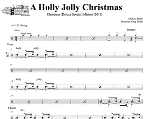 Holly Jolly Christmas - Michael Bublé - Collection of Drum Transcriptions / Drum Sheet Music - DrumSetSheetMusic.com