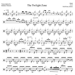 The Twilight Zone - Rush - Collection of Drum Transcriptions / Drum Sheet Music - Drumm Transcriptions