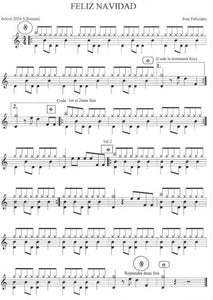 Feliz Navidad - Jose Feliciano - Full Drum Transcription / Drum Sheet Music - Rossoni