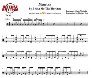 Mantra - Bring Me the Horizon - Full Drum Transcription / Drum Sheet Music - Intense Rhythm Drum Studios