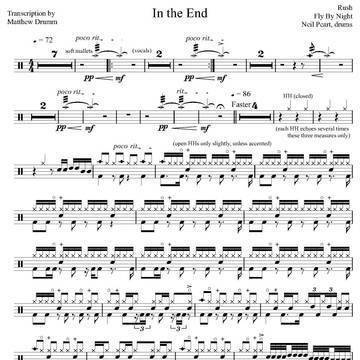 In the End - Rush - Collection of Drum Transcriptions / Drum Sheet Music - Drumm Transcriptions