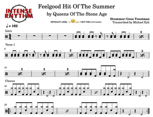 Feel Good Hit of the Summer - Queens of the Stone Age - Full Drum Transcription / Drum Sheet Music - Intense Rhythm Drum Studios