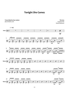 Tonight She Comes - The Cars - Full Drum Transcription / Drum Sheet Music - Jaslow Drum Sheets