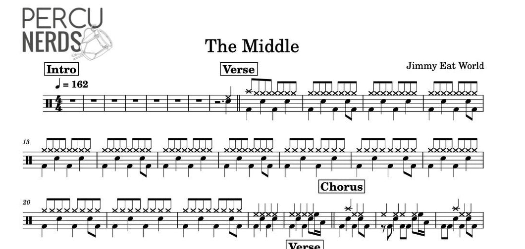 The Middle - Jimmy Eat World - Full Drum Transcription / Drum Sheet Music - Percunerds Transcriptions