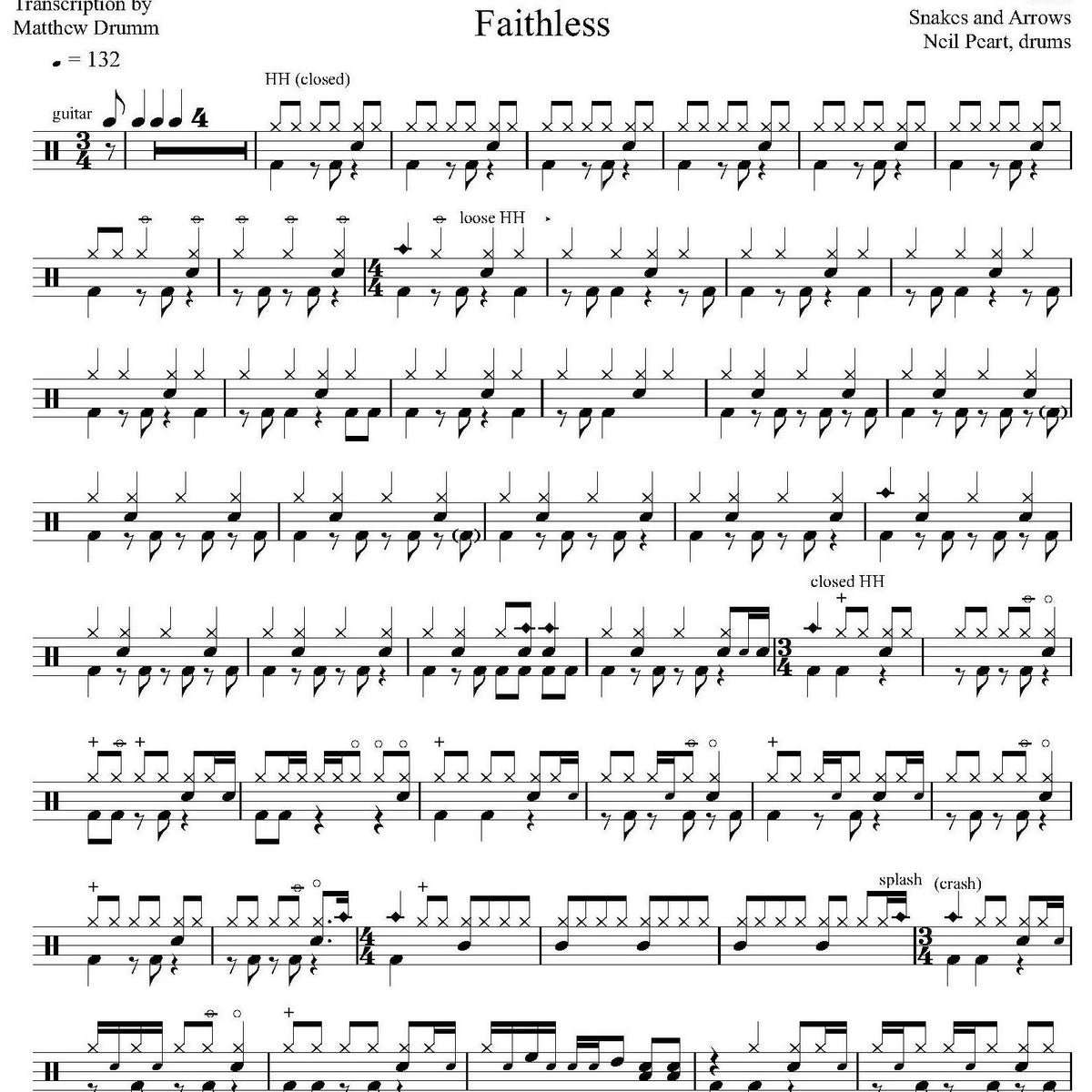 Faithless - Rush - Drum Sheet Music - Drumm Transcriptions ...