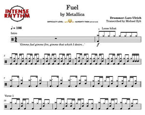 Fuel - Metallica - Full Drum Transcription / Drum Sheet Music - Intense Rhythm Drum Studios