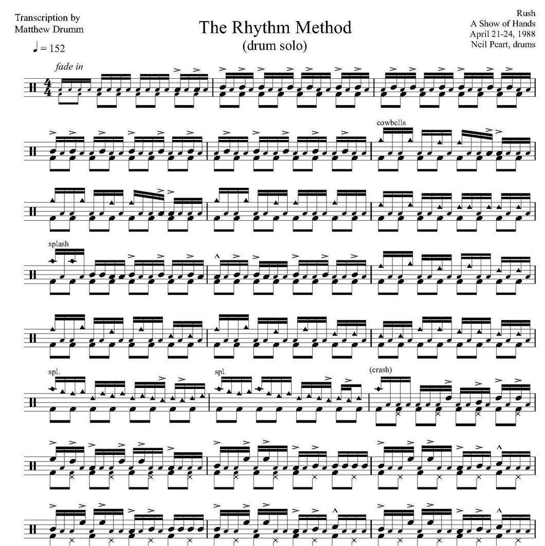 The Rhythm Method (Live: A Show of Hands) - Rush - Collection of Drum Transcriptions / Drum Sheet Music - Drumm Transcriptions