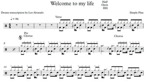 Welcome to My Life - Simple Plan - Full Drum Transcription / Drum Sheet Music - Leo Alvarado