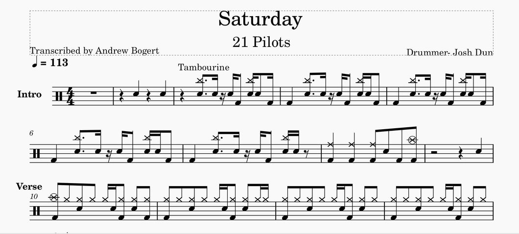 AJR, 100 Bad Days Drum Transcription Level 1