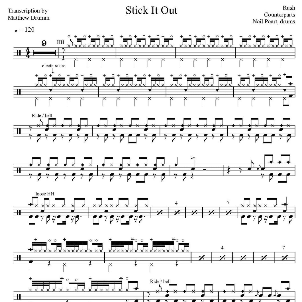 Stick It Out - Rush - Collection of Drum Transcriptions / Drum Sheet Music - Drumm Transcriptions