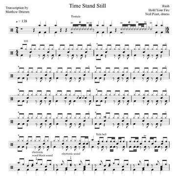 Time Stand Still - Rush - Full Drum Transcription / Drum Sheet Music - Drumm Transcriptions