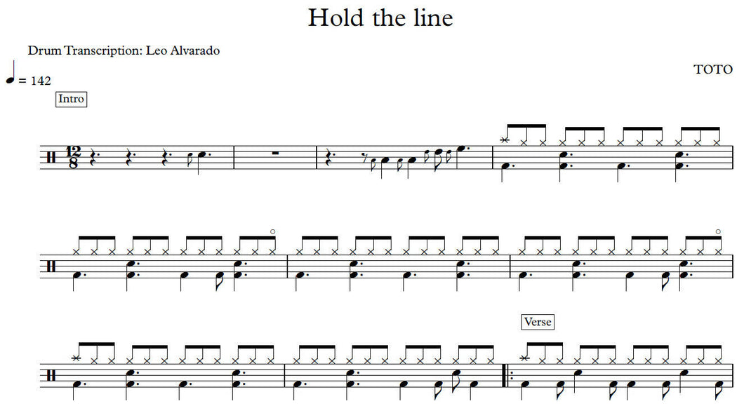Hold the Line - Toto - Full Drum Transcription / Drum Sheet Music - Leo Alvarado